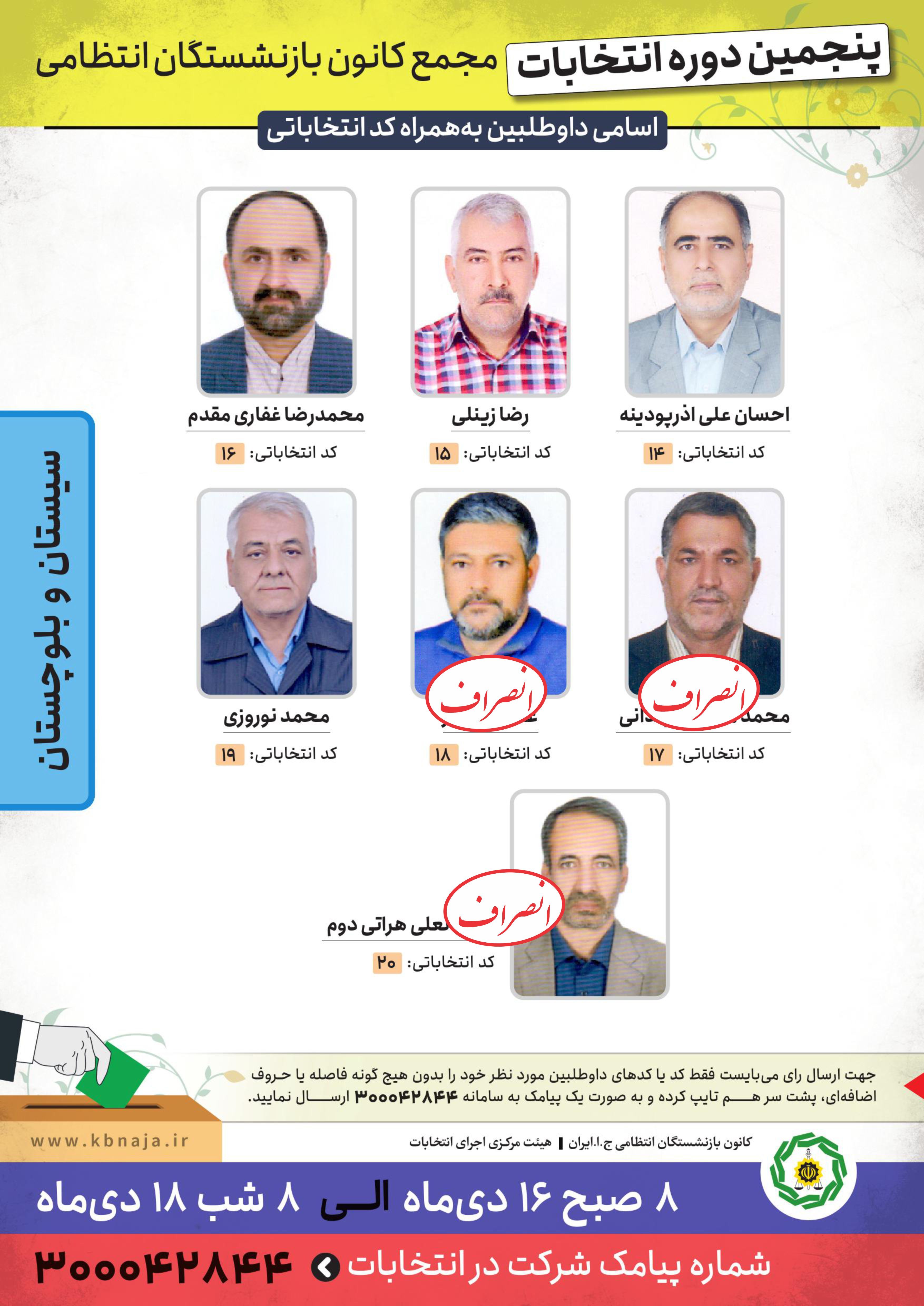 اسامی داوطلبان پنجمین دوره انتخابات مجمع کانون سیستان و بلوچستان