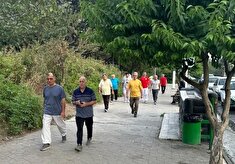 ورزش صبحگاهی ودورهمی  اعضای وابسته در منطقه جنگلی ناهارخوران شهرستان گرگان