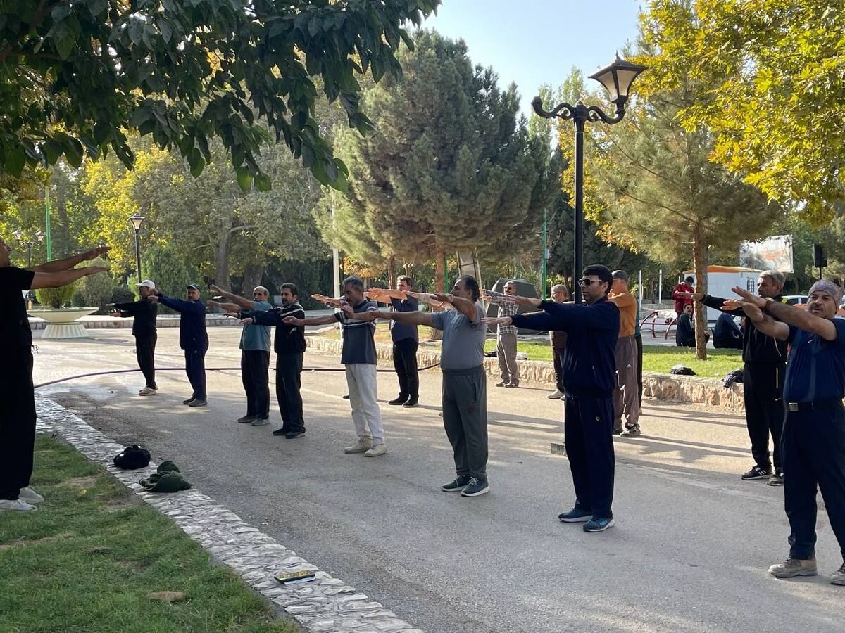 ورزش صبحگاهی و دورهمی اعضای وابسته در شهرستان بجنورد